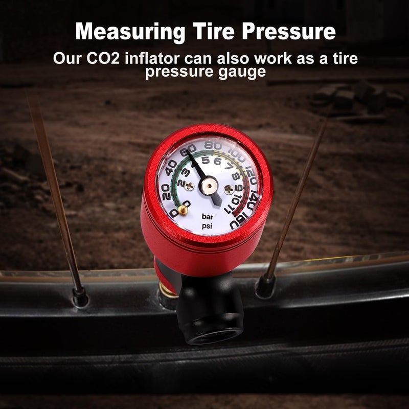Ctrepower CO2 Bike Tire Inflator - Push-Button Presta & Schrader Compatible CO2 Bike Pump or 12X 16g Threaded CO2 Cartridges for Road Bikes, MTB, Hybrid Bikes - Image 5